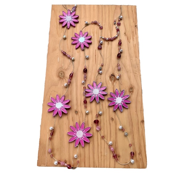 Pink Flower Beaded 84” Garland Strand - Picture 3 of 12